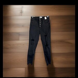 NWT Abercrombie Jeans Womens 28 6R Skinny Ankle High Rise Curve Love Black